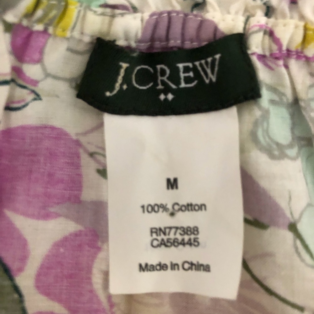 J. Crew cotton knit puff sleeve floral top M - Picture 5 of 5